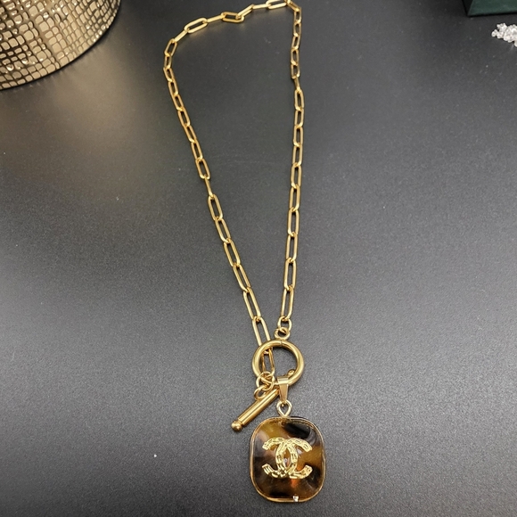 Chanel Gold and Brown Pendant Necklace - Picture 5 of 5